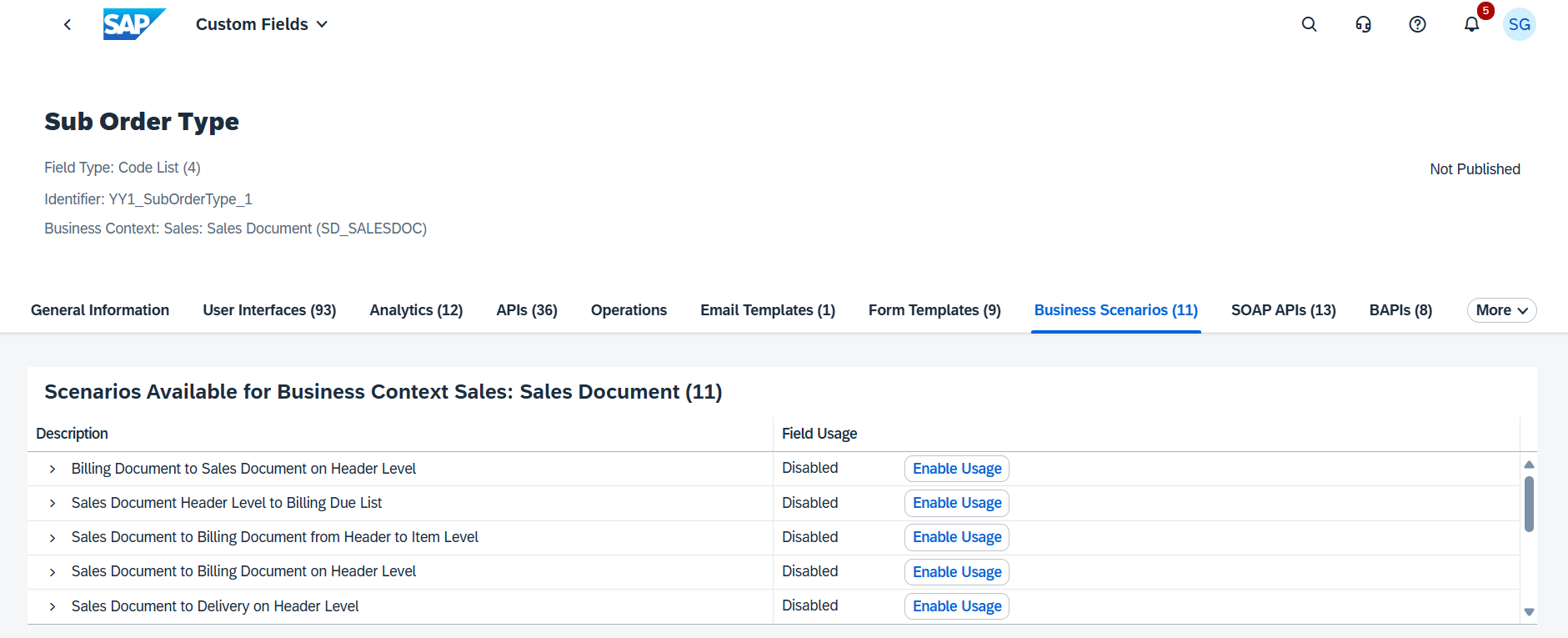 Activate business scenarios, if required.