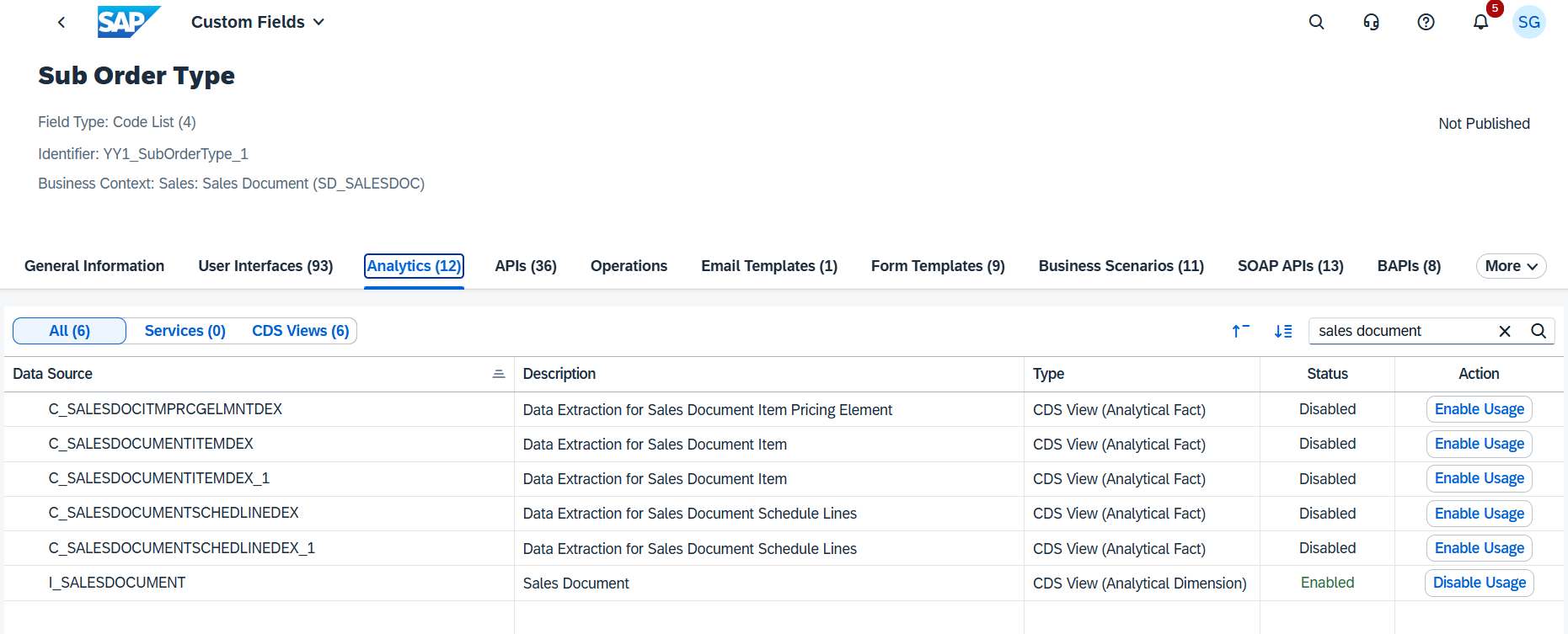 Activate the required User Interfaces and Analytics